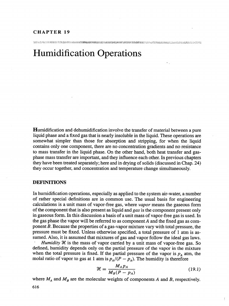 Chapter 19 (Humidification Operations) PDF Relative Humidity Humidity