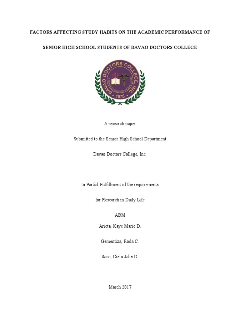 Factors Affecting Study Habits On The Academic Performance of Senior ...