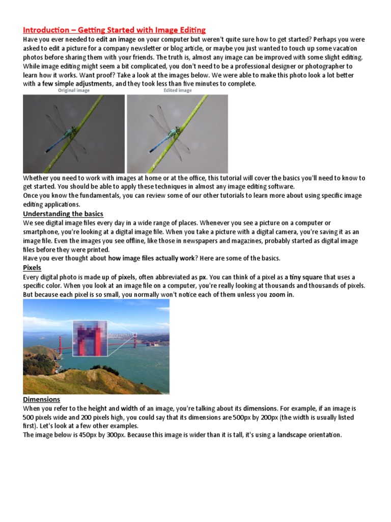 Introduction to Image Editing Basics | PDF | Adobe Photoshop | Data ...