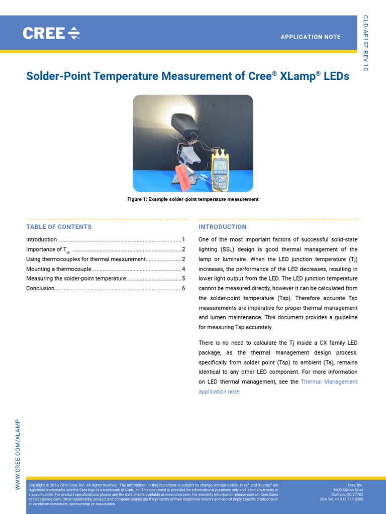Solder-Point Temperature Measurement of Cree Xlamp Leds | PDF ...