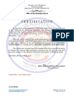 Certification: Office of The Municipal Mayor