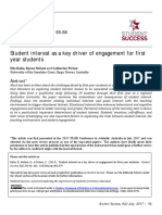 Student Interest As A Key Driver of Engagement For First Year Students - PDF