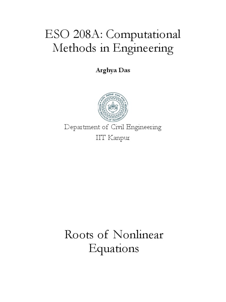 ESO 208A: Computational Methods in Engineering: Department of Civil ...