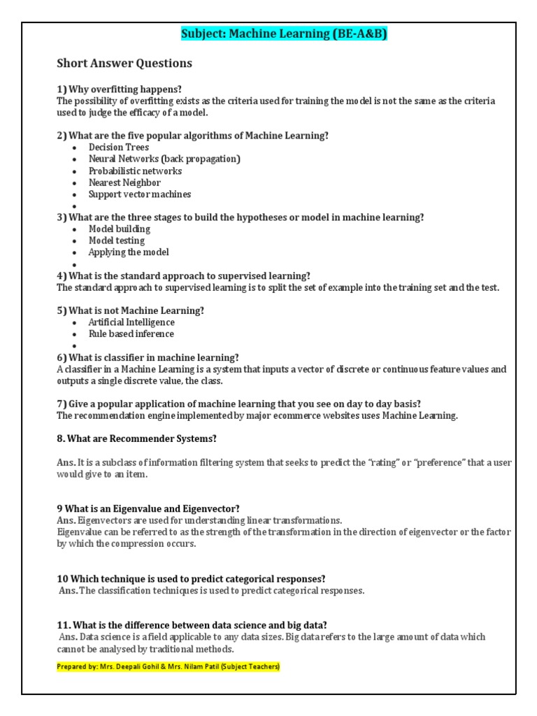 Machine Learning MCQs and Concepts | PDF | Resampling (Statistics ...