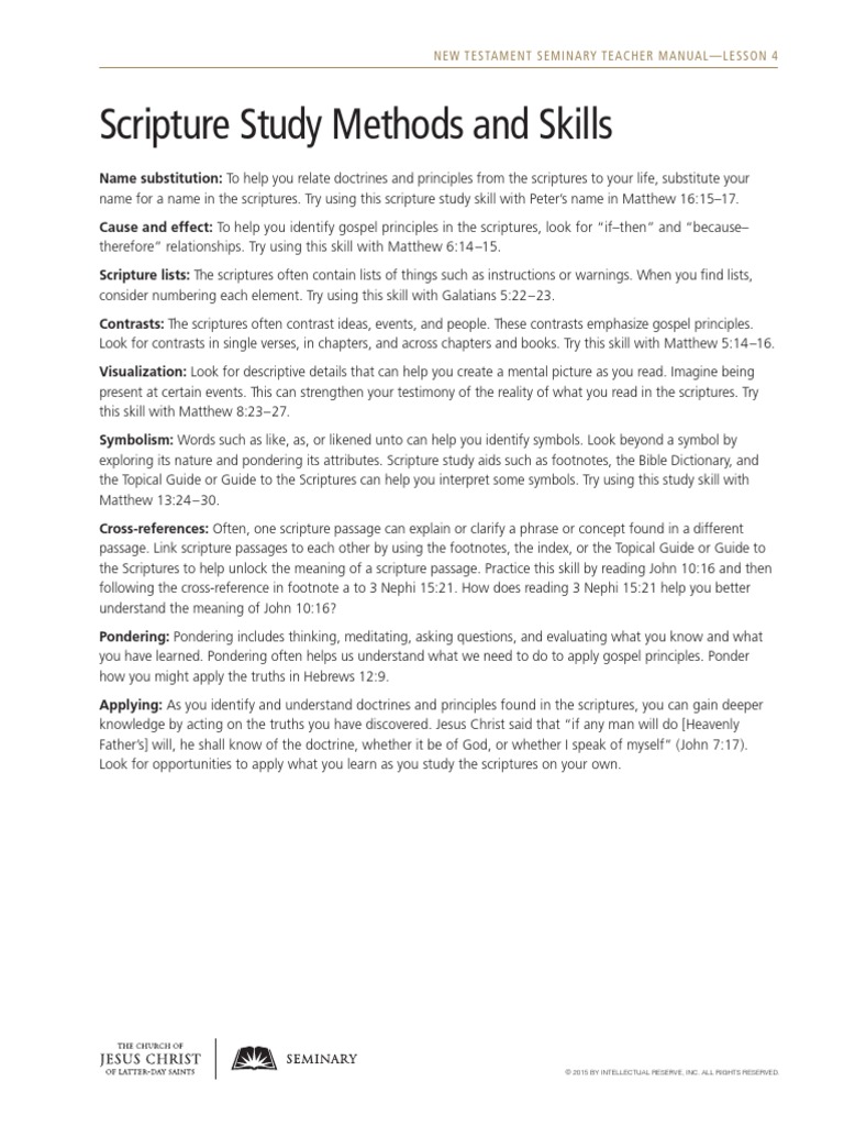 Scripture Study Methods and Skills: New Testament Seminary Teacher ...