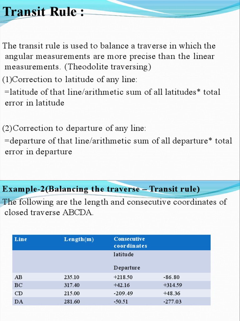 Transit Rule PDF Latitude Arithmetic