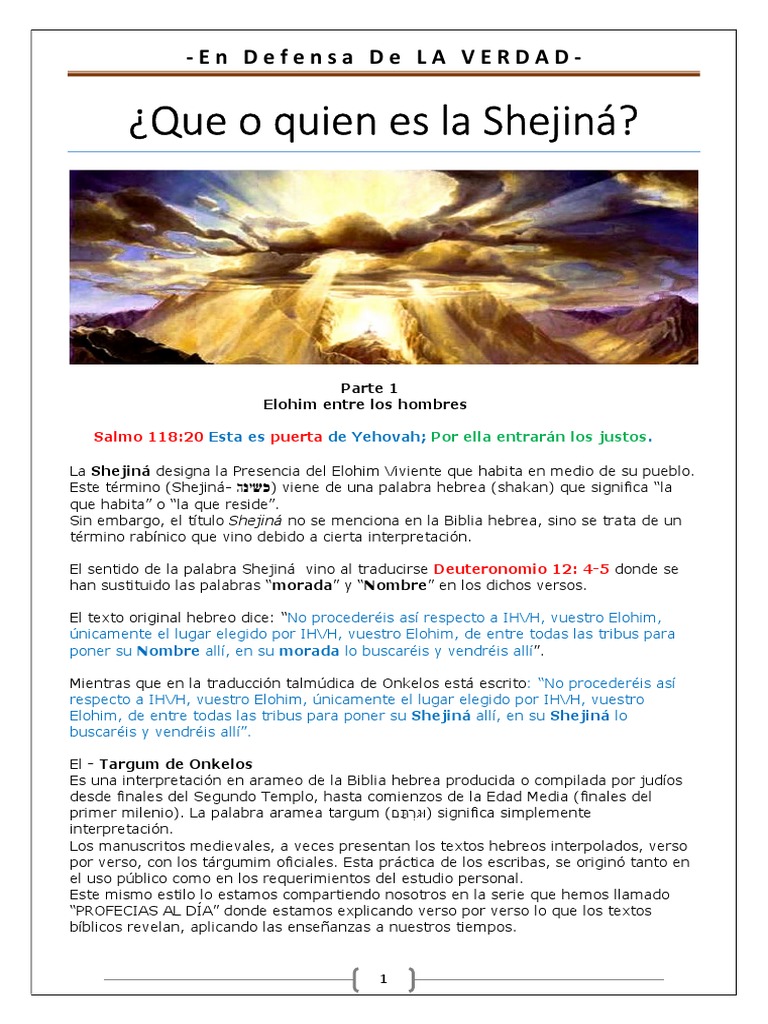Que o Quien Es La Shejiná PDF Arca de la Alianza Contenido bíblico