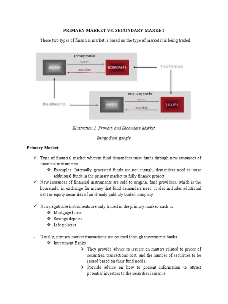 Primary Market vs. Secondary Market | PDF | Securities (Finance ...