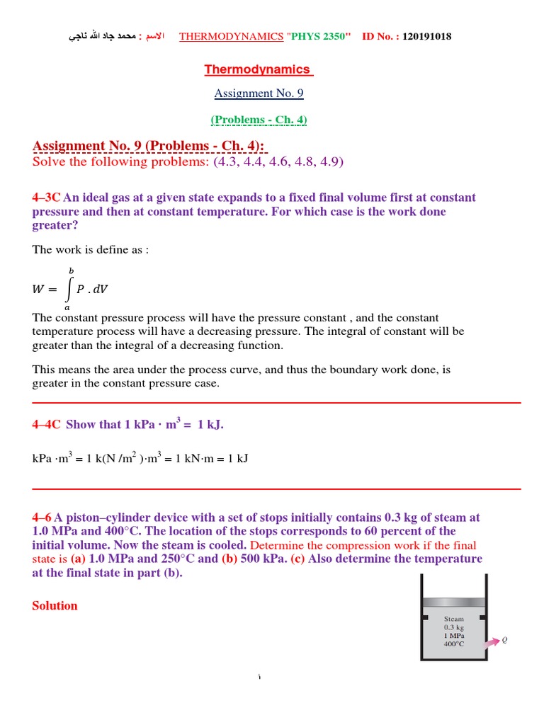 Thermodynamics Assignment Solutions | PDF