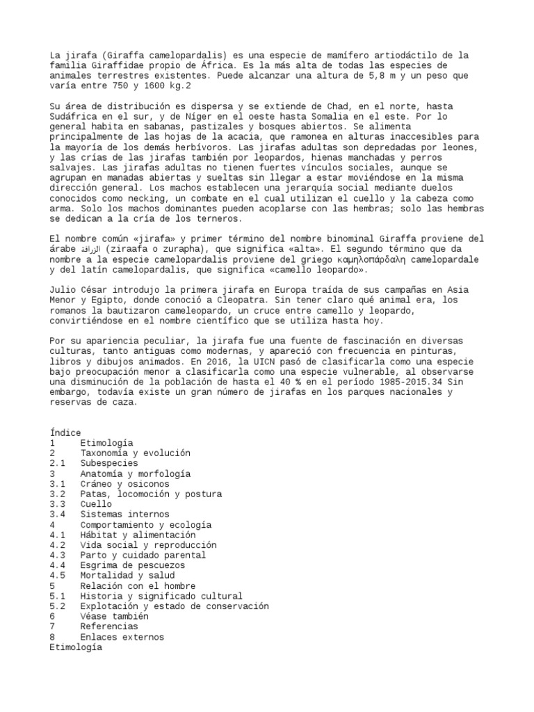 Jirafa Pdf Enfermedades Animales Naturaleza