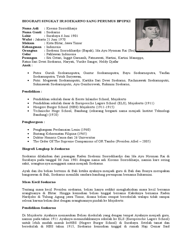 Biografi Singkat Ir. Soekarno | PDF