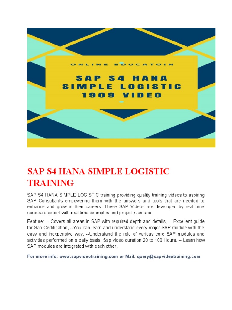 SAP S4 HANA Logistics Training Guide | PDF | Business | Computers