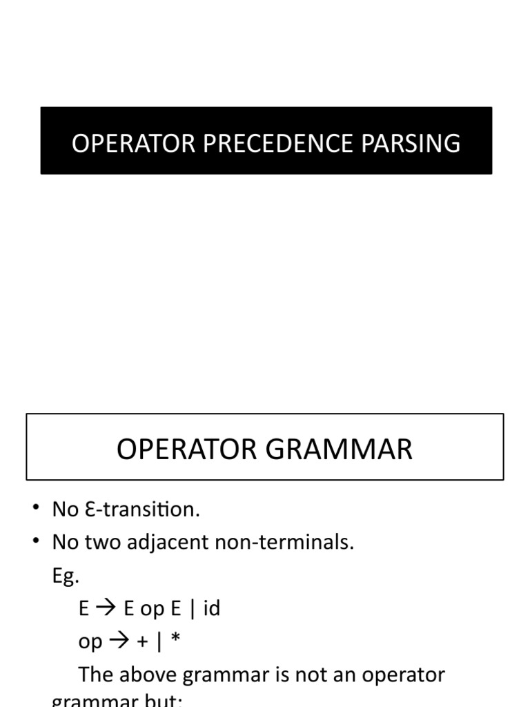 Operator Precedence Parsing Explained | PDF | Parsing | Algorithms And ...