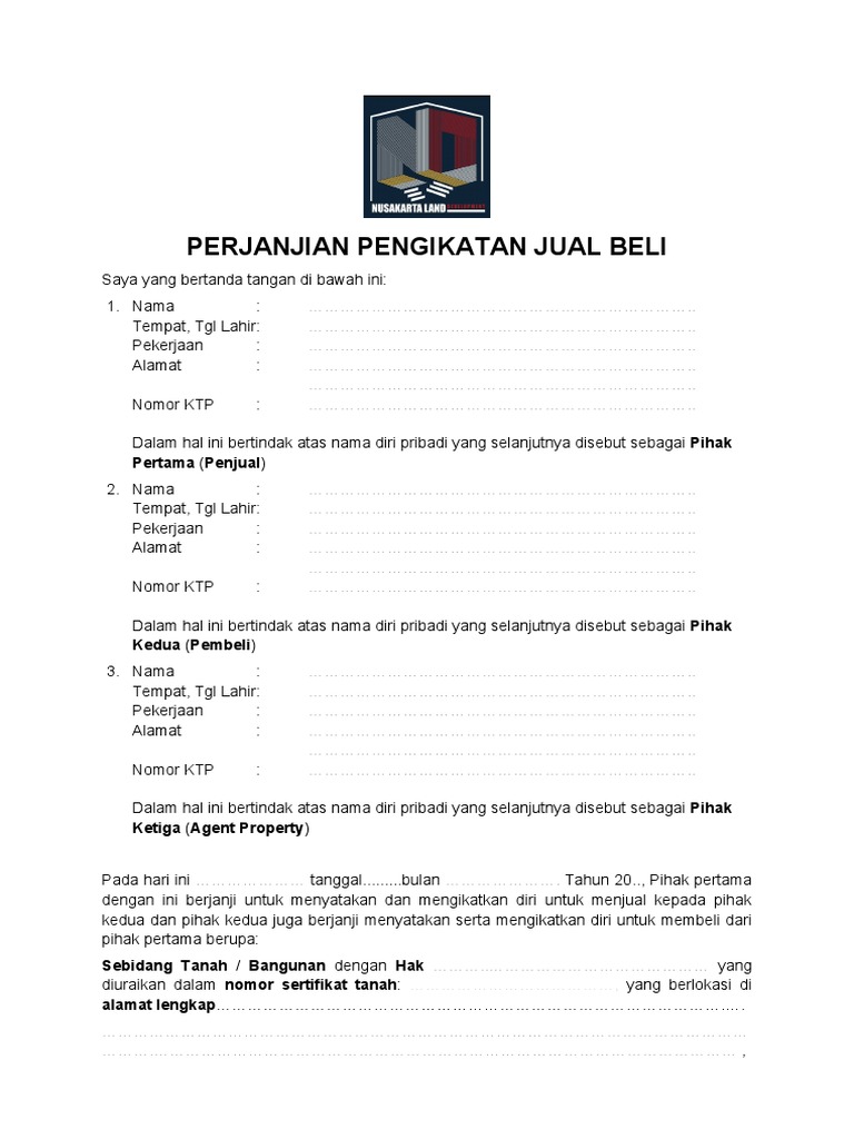 Contoh PPJB Jual Beli Tanah | PDF