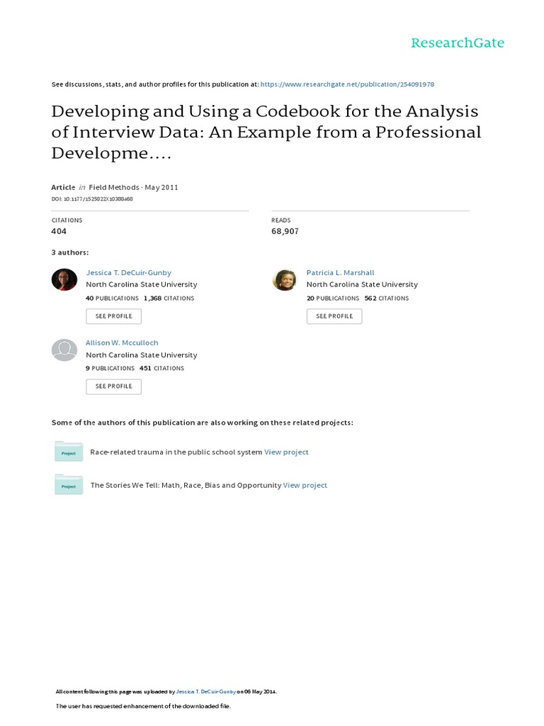 Developing and Using A Codebook For The Analysis of Interview Data: An ...