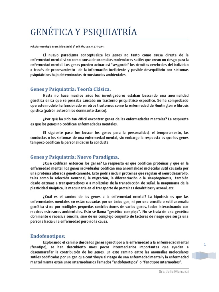 Genética Compleja y Salud Mental | PDF | Trastorno mental | Gene