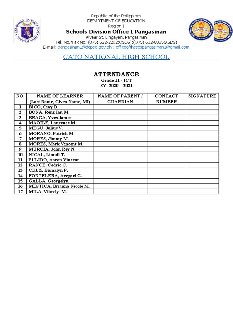 Attendance Distribution of Modules 1 PDF