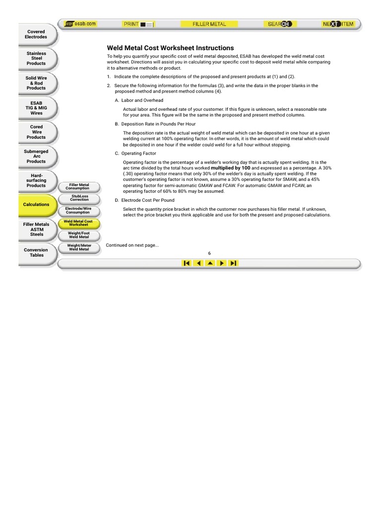 Weld Metal Cost Worksheet Instructions: Covered Electrodes | PDF ...