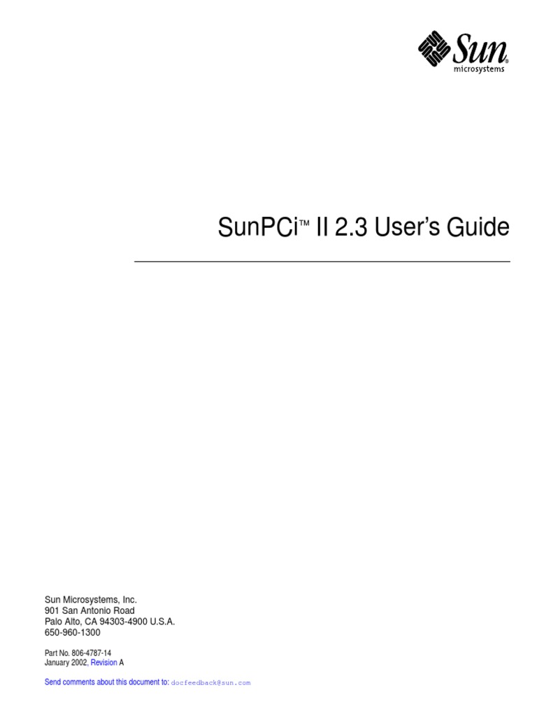 Sunpci Ii 2.3 User'S Guide: Sun Microsystems, Inc. 901 San Antonio Road ...