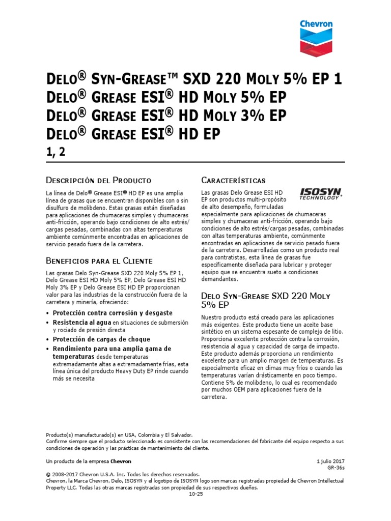 Delo Grease Moly 3 PDF PDF La carretera Molibdeno