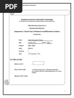 Symbiosis Centre For Information Technology: MBA-DSDA 2020-22 (Semester I) Research Methodology