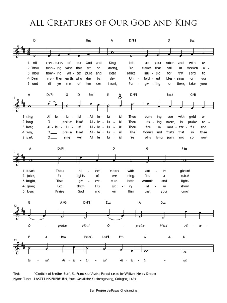 All Creatures of Our God and King | PDF | Christian Hymns | Christian ...