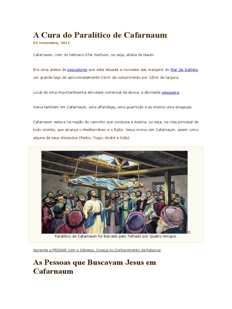 A Cura Do Paralítico de Cafarnaum | PDF | Jesus | Crença e doutrina ...