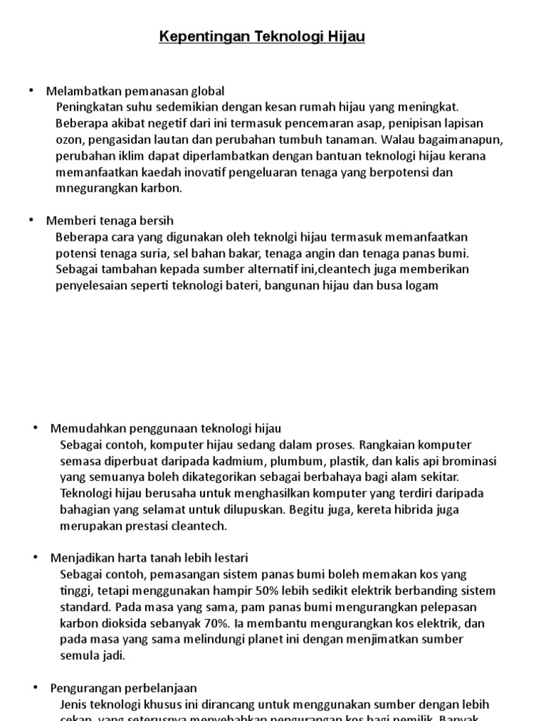Kepentingan Teknologi Hijau Pdf
