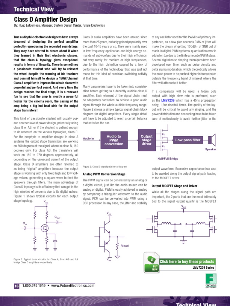 Class D Amplifier Design PDF Mosfet Amplifier