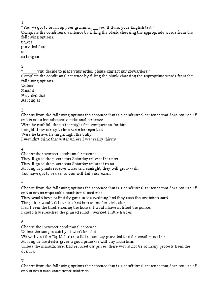 Conditionals Without If Exercises Pdf