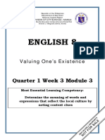 ENGLISH 8 - Q1 - Mod3 - Valuing One - S Existence PDF