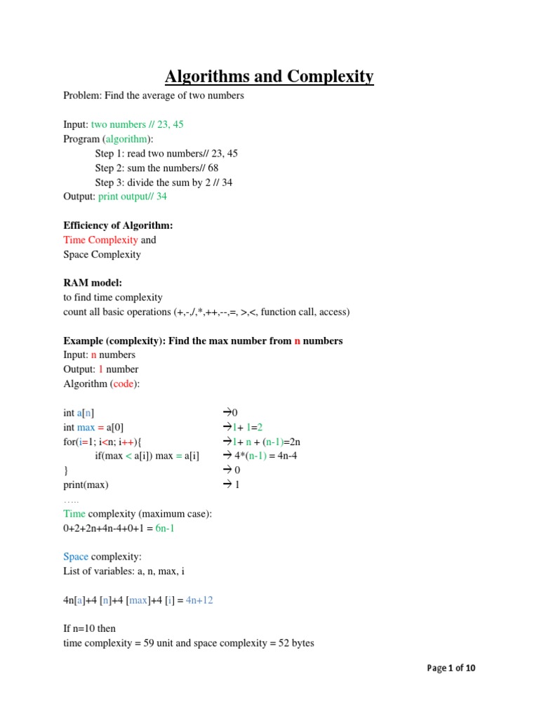 Algorithms and Complexity: Analyzing Time and Space Complexities of ...
