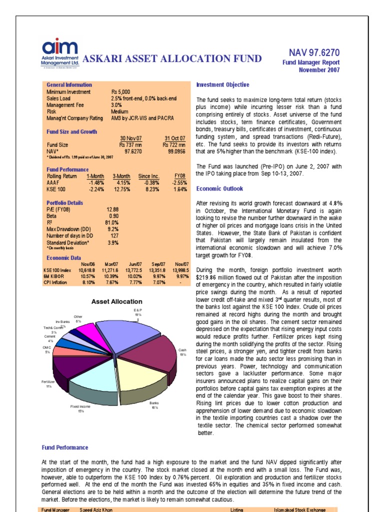 Askari Asset Allocation Fund3778 PDF Stocks Investment Management
