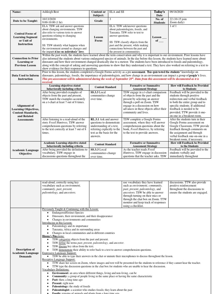 Ela Ss Lesson Week LP Final Best PDF
