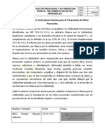 Autorización Expresa para El Tratamiento de Datos Personales