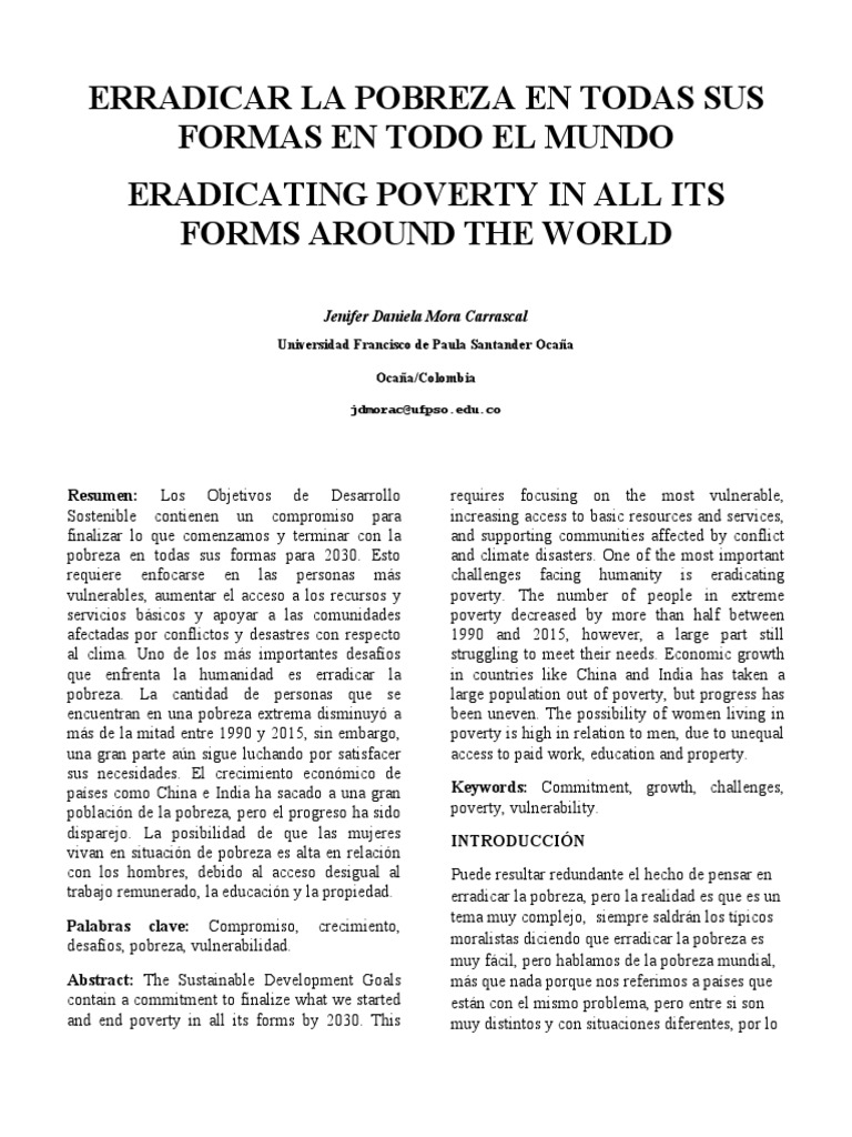 ERRADICAR LA POBREZA EN TODAS SUS FORMAS EN TODO EL MUNDO Ter | PDF ...