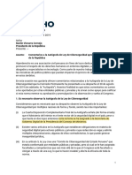 Carta para La Autógrafa Ley de Ciberseguridad para Presidencia de La República