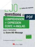 200 questions de Compréhension et Expression écrite en anglais
