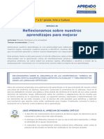 Reflexionamos Sobre Nuestros Aprendizajes para Mejorar: 1. Y2. Grado: Arte y Cultura