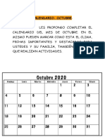 4 y 5 Años - CALENDARIO OCTUBRE