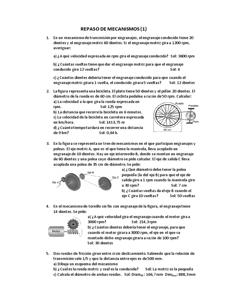 Repaso Mecanismos Pdf Pdf Engranaje Eje