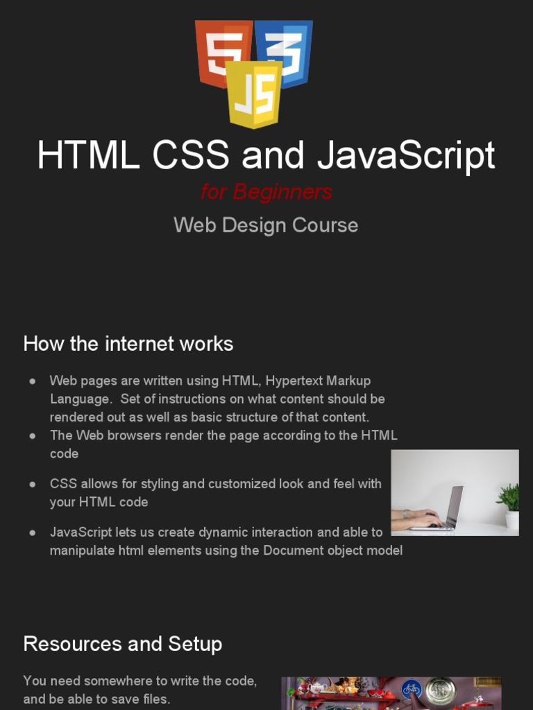 HTML Css and Javascript: For Beginners | PDF | Html | Html Element