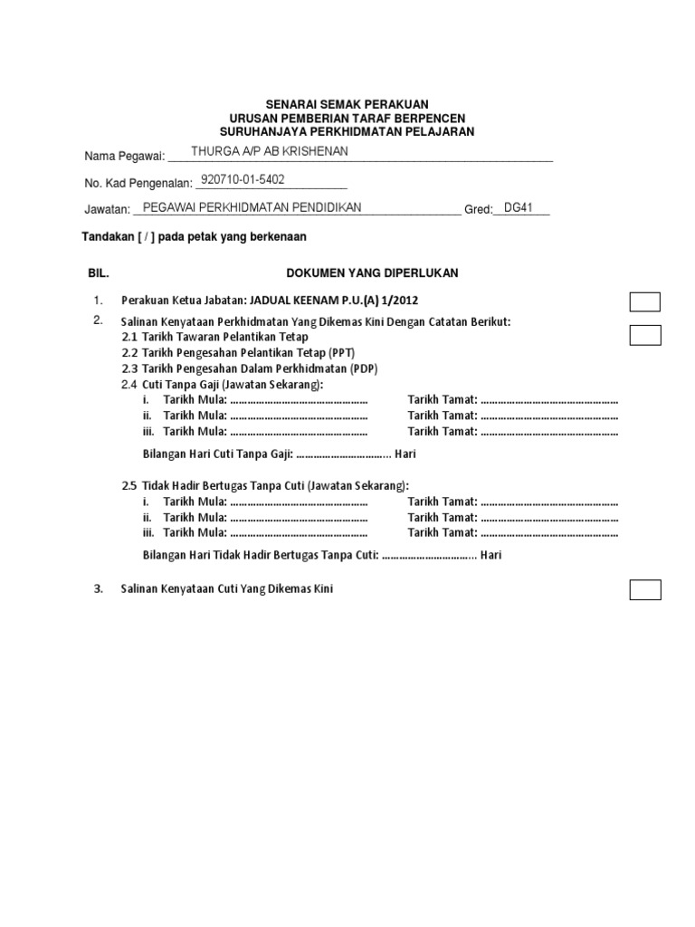 Senarai Semak Perakuan Urusan Pemberian Taraf Berpencen  PDF