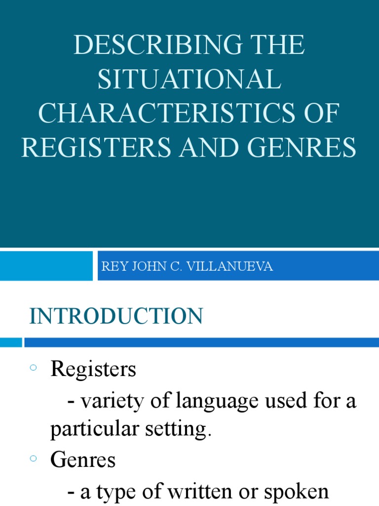 Situational Characteristics of Registers | PDF | Genre | Human ...