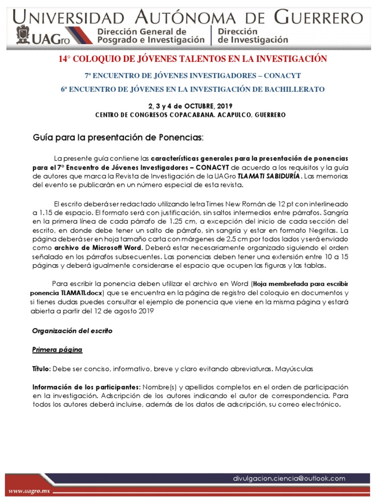 Guía para Ponencias en Encuentro CONACYT | PDF | Mapa | Archivo de ...