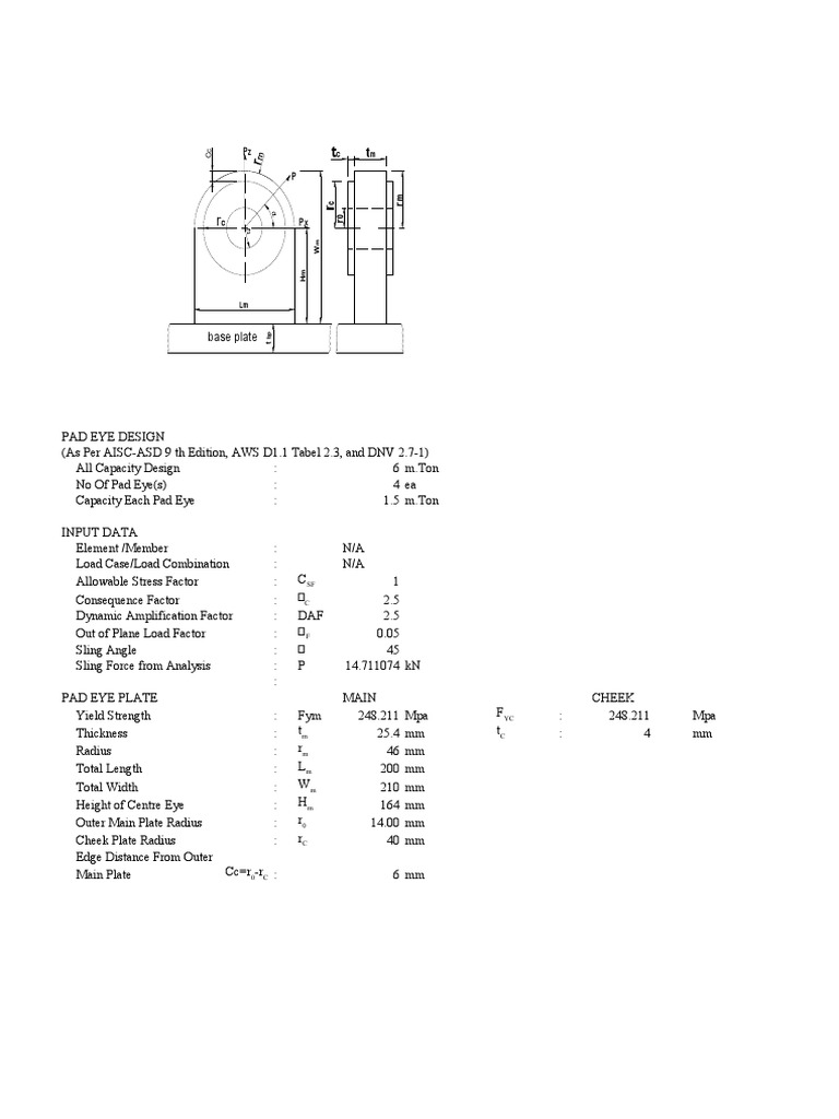 Pad Eye Design Specifications and Analysis | PDF | Stress (Mechanics ...