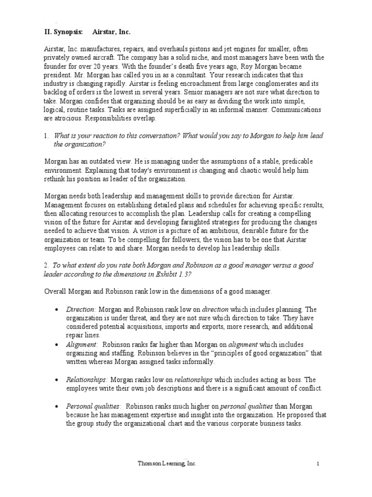 Airstar Case Study 2 PDF Leadership Communication
