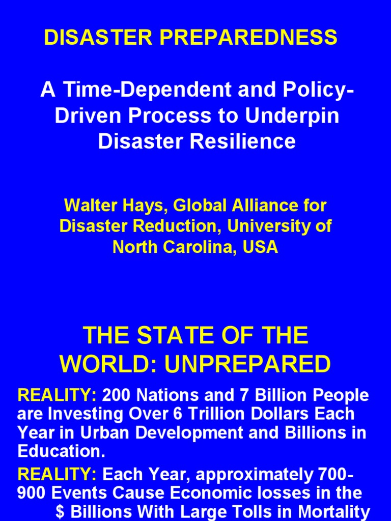 Disaster Preparedness: A Time-Dependent and Policy-Driven Process To ...