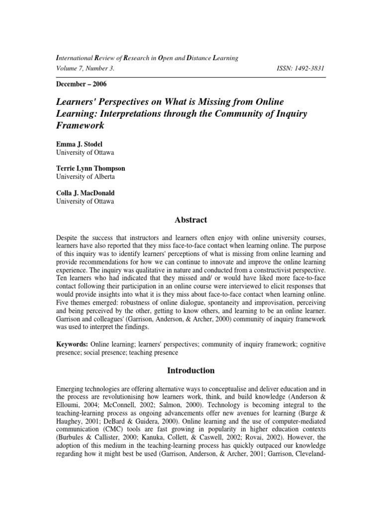 Learners' Insights on Online Learning Gaps | PDF | Educational ...