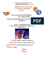 Determinación espectrofotométrica de hierro en muestras